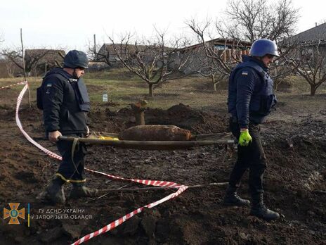 Жители Запорожской области в саду нашли 100-килограммовую авиабомбу