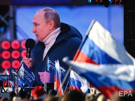 Путин выступил на концерте по случаю годовщины оккупации Крыма. Трансляцию его речи прервали и включили Газманова. Видео