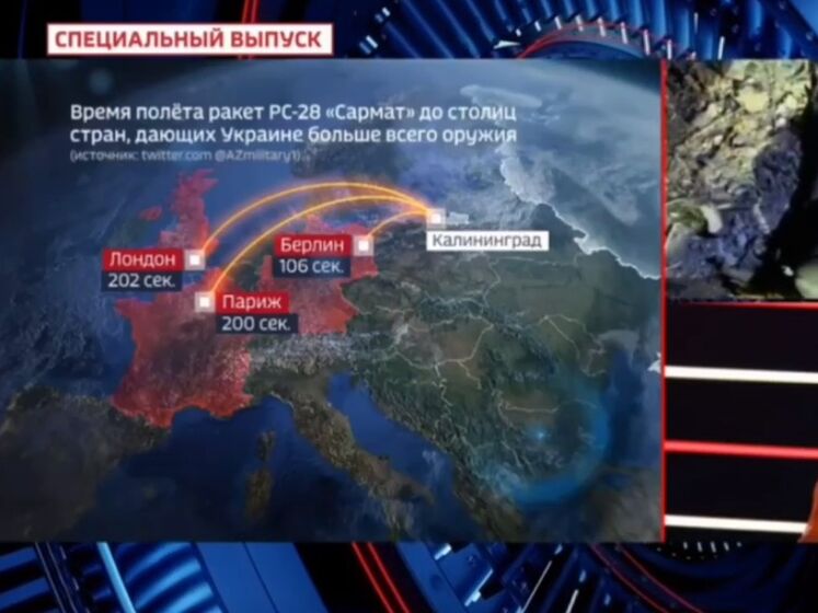 Російське ТБ залякує країни Європи ядерним ударом за допомогу Україні