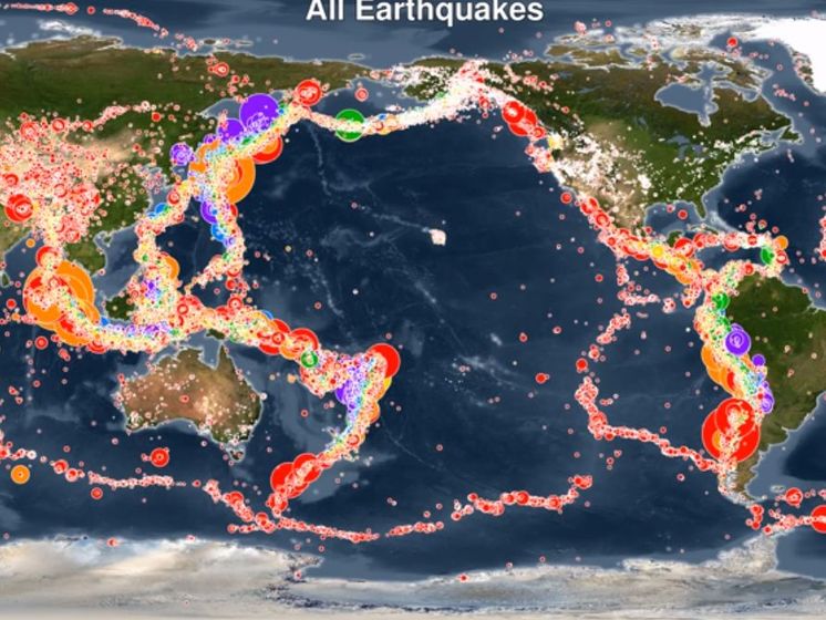 Метеорологи из США показали в одном ролике все землетрясения за 15 лет. Видео