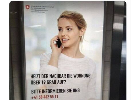 В Швейцарии расследуют фейковые призывы докладывать о соседях, которые тратят тепло. Подозревают РФ