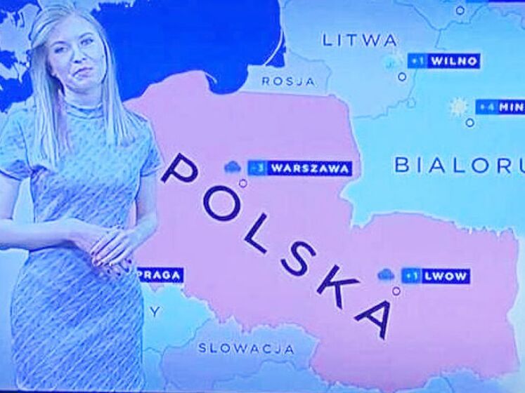 Російська пропаганда показала фейковий кадр нібито із програми польського ТБ, на якому захід України – частина Польщі