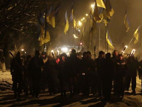 В Донецкой области состоялось факельное шествие в честь Бандеры. Фоторепортаж
