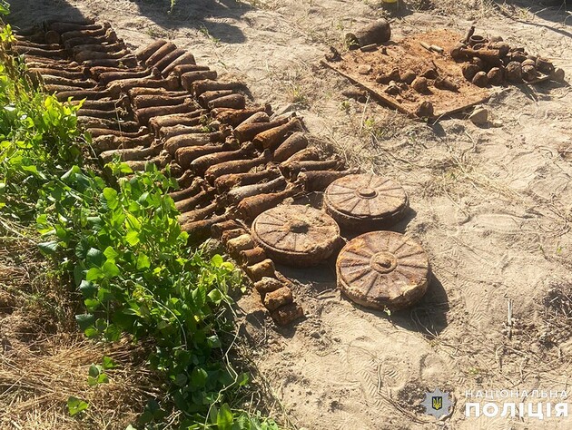 У Житомирі жінка, копаючи картоплю, виявила 85 мін і вісім гранат. Фото