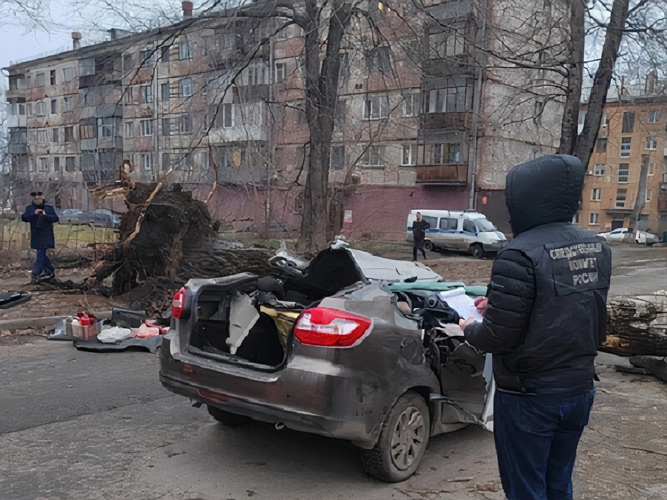 В Сибири из-за ураганного ветра погибли не менее трех человек. Двух  раздавило деревом в машине