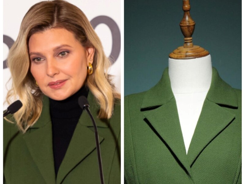 Первая леди Украины появилась на публике в зеленом костюме с асимметрией. Дизайнер показала особенности кроя этого наряда. Фото