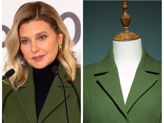 Первая леди Украины появилась на публике в зеленом костюме с асимметрией. Дизайнер показала особенности кроя этого наряда. Фото