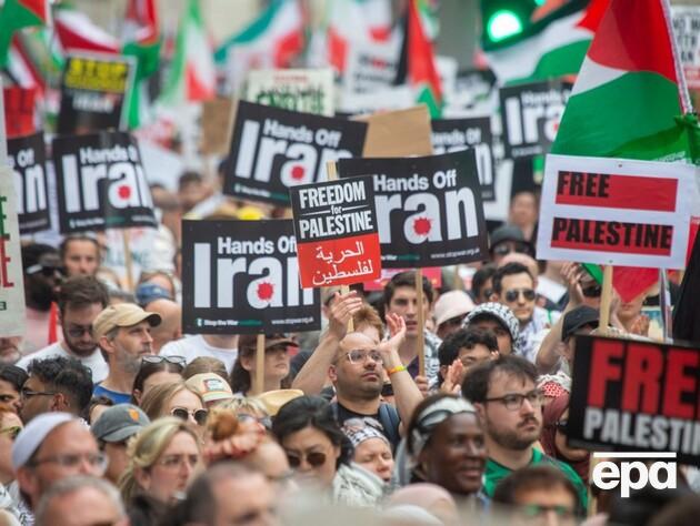 В Лондоне тысячи людей вышли на улицы города в поддержку Палестины и против бомбардировок Ирана