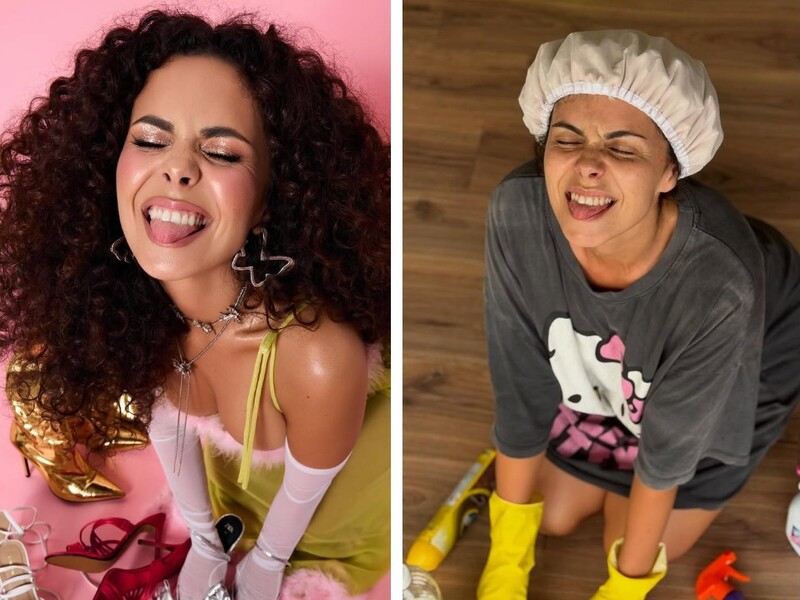 Каменських без макіяжу повторила свої студійні знімки вдома. П'ять пар світлин для порівняння