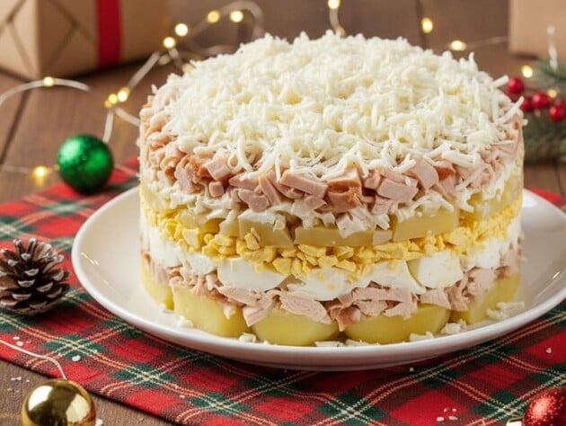 Приготовьте для своих гостей нежный и сытный салат 