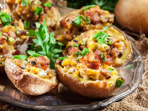 Нафаршируйте картофель этой невероятной начинкой – и получите очень сытное блюдо на вечер. Рецепт