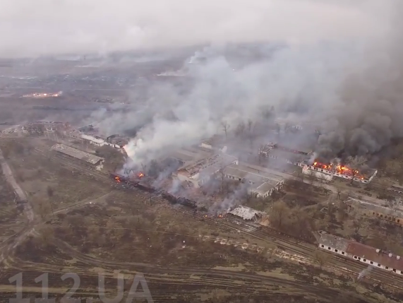 Пожар и взрывы в Балаклее сняли с помощью квадрокоптера. Видео