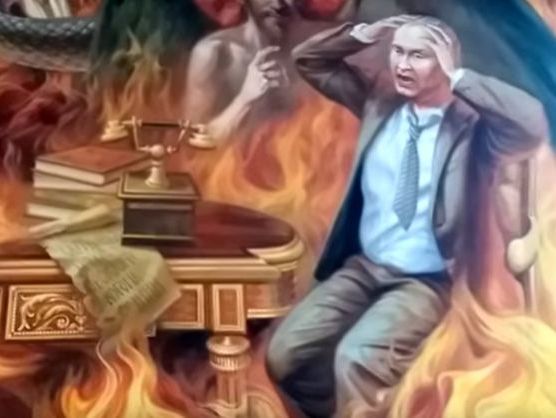 В храме Львовской области художник в сцене ада изобразил мужчину, похожего на Путина