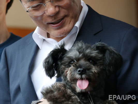﻿Президент Південної Кореї прихистив урятованого від з'їдання собаку