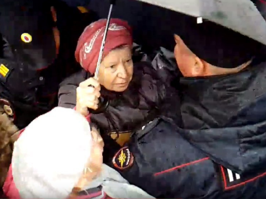 ﻿У Самарі четверо поліцейських затримали літню жінку під час акції на підтримку Навального. Відео