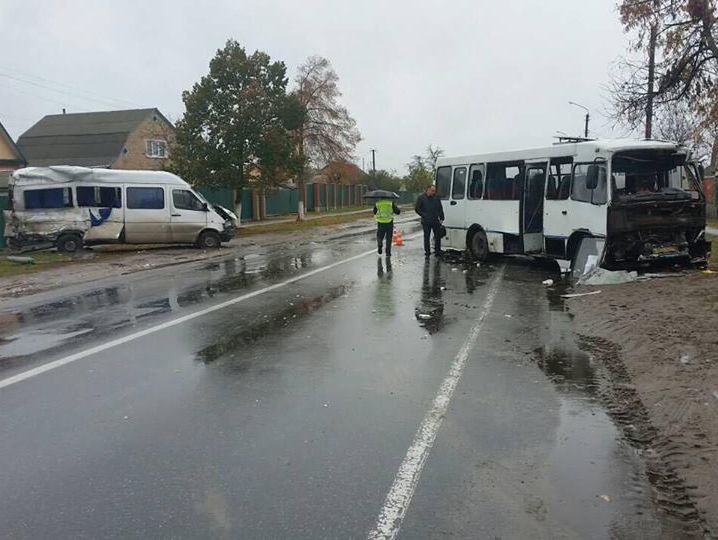 ﻿У Київській області зіткнулося два автобуси