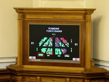 На табло видно, що "за" проголосували всі порожні місця біля Креміня, Єфремової, Бриченка, Урбанського і Козиря