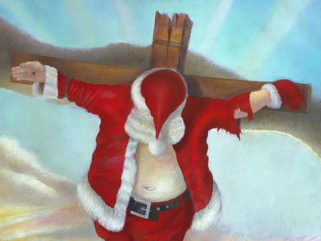 В Нью-Йорке американский художник выставил картину с распятым Санта-Клаусом