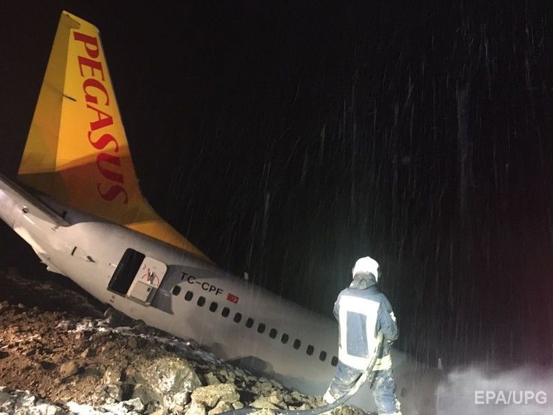 В аеропорту на півночі Туреччини літак викотився за злітно-посадкову смугу і мало не впав у море