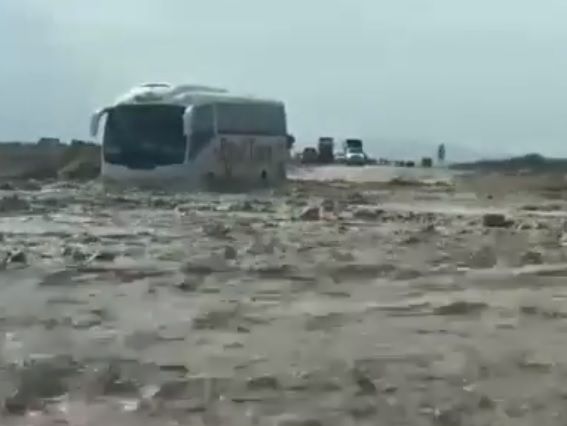 Поліція Ізраїлю евакуювала приблизно 50 українців, автобус яких через повені застряг поблизу Мертвого моря 