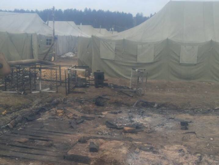 В военном палаточном городке в Черниговской области произошел пожар
