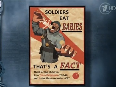 Российский "Первый канал" проиллюстрировал военную пропаганду США плакатом игры Team Fortress 2