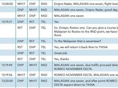 Опубликованы переговоры MH17 c диспетчерами перед крушением