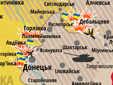 Карта АТО: Эпицентры атак террористов &ndash; аэропорт Донецка, Дебальцево и Ясиноватский район