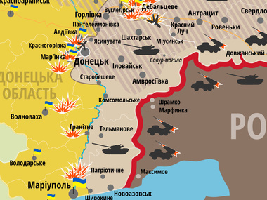 Карта АТО: Боевики активно обстреливают Мариуполь, Дебальцево и донецкий аэропорт
