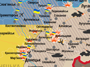 Карта АТО: Боевики неудачно атаковали аэропорт Донецка и обстреливали окрестности Донецка