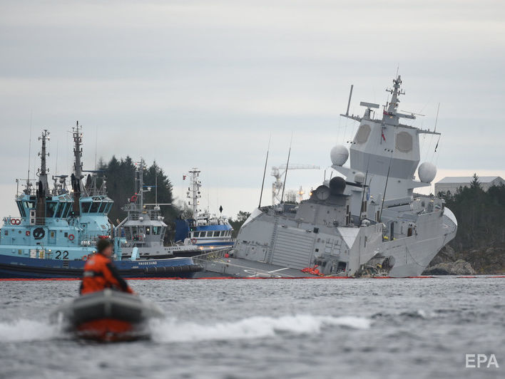 ﻿Норвезький фрегат зіткнувся з танкером