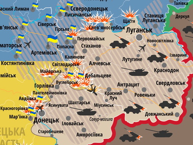 Карта АТО: Террористы обстреливают контролируемые Украиной населенные пункты Луганской области 