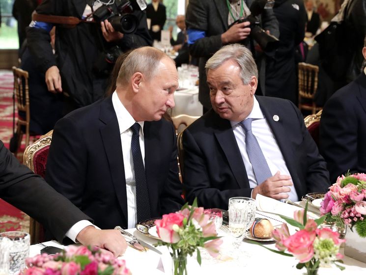﻿На сніданку в Єлисейському палаці замість Трампа біля Путіна посадили Гутерріша – російські ЗМІ