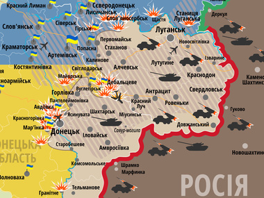 Карта АТО: Усиленные военной помощью из РФ террористы активизируют атаки на силы АТО