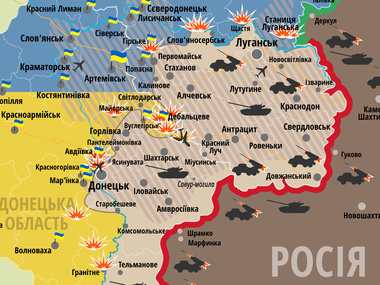 Карта АТО: Пророссийские боевики усиливают давление на силы АТО