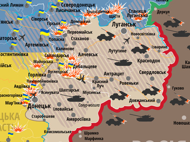 Карта АТО: Террористы сосредоточили удары на Дебальцево