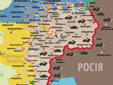 Карта АТО: Боевики пытаются захватить стратегические позиции для штурма Дебальцево и Мариуполя