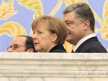 Порошенко, Олланд, Меркель и Путин покинули комнату, где проходили переговоры