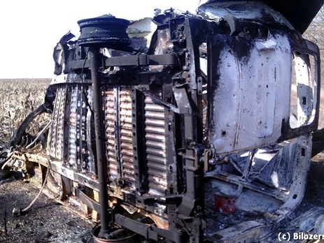 На Донбассе подорвался микроавтобус террористов