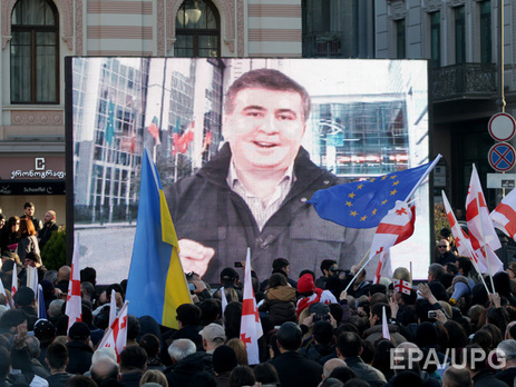 Михаил Саакашвили обратился к протестующим по видеосвязи из Брюсселя
