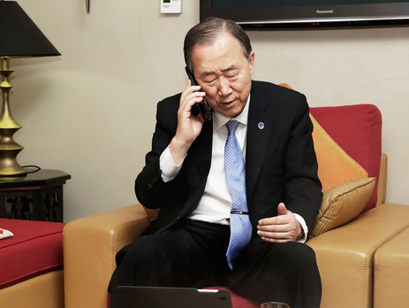 Генсек ООН обсудил с Порошенко вопрос о миротворческой миссии на Донбассе