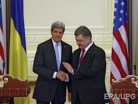 Порошенко и Керри договорились о дальнейшей координации совместных усилий вокруг Донбасса и Крыма