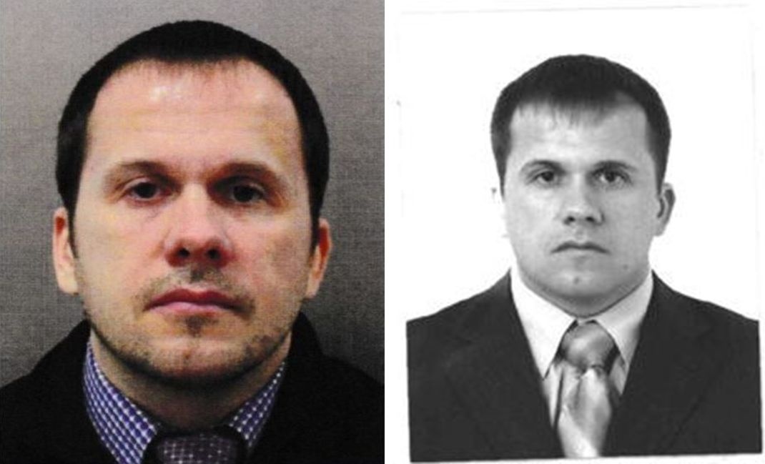 Слева фото Петрова, опубликованное британскими правоохранителями, справа – фото Петрова из документов Федеральной миграционной службы РФ. Фото: bellingcat.com 