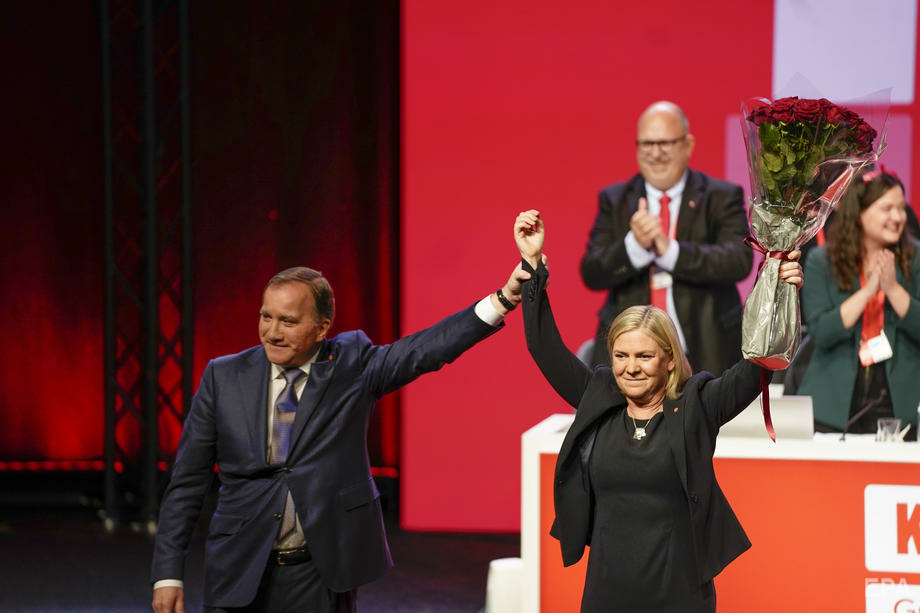 Левен та Андерссон після її обрання головою партії. Фото: EPA