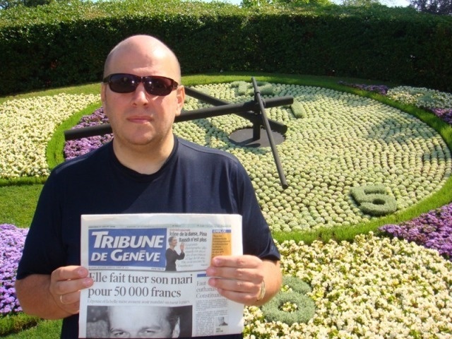 Похудевший Бродский в Женеве, с газетой в качестве доказательства для Коломойского. Фото: tsn.ua
