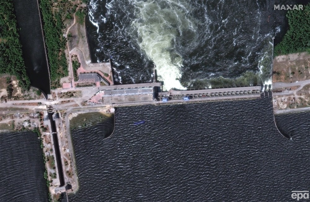Каховская ГЭС до взрыва, спутниковый снимок сделан 5 июня. Фото: ЕРА